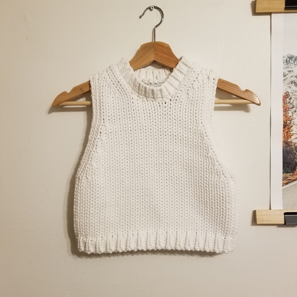 Zara knit crop top / sweater vest - white - Picture 1 of 6